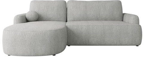 Mirjan24 Ecksofa Loridu für Wohnzimmer mit Schlaffunktion und Bettkasten, Eckcouch, L-Sofa, Polsterecke, abgerundete Kanten (Coral 75, Seite: Links)