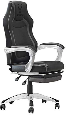 Woxter Stinger Station RX Black- Silla Gaming/Oficina (Eje Acero, Levantamiento por pistón, Piel sintética, Ergonómica, Reposabrazos, Altura Ajustable)