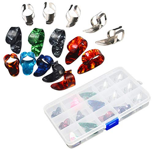 ULTNICE 15-teiliges Fingerplektrum-Set mit 15 Raster-Etui