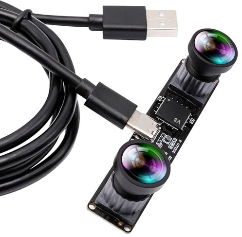 ELP USB Kamera 60fps 4MP Synchronisation Dual Objektiv USB Kamera mit 120 Grad Objektiv ohne Verzerrung 1080P Hochgeschwindigkeits 3D Stereo PC Computerkamera für die biometrische VR-Erkennung
