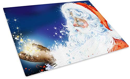 Santa Christmas Red Glass Chopping Board Kitchen Worktop Saver Protector