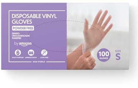 by Amazon - Gants en vinyle jetables, Taille S, lot de 100, Transparent
