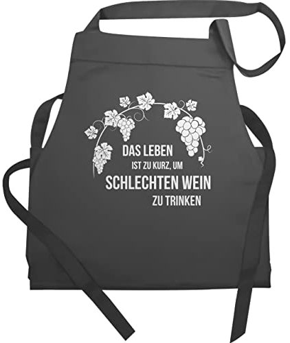 Schürze - Lustige Erwachsene - Das Leben ist zu kurz um schlechten Wein zu trinken - Lustiges Geschenk Weinliebhaber - 60x87 - Anthrazit - kochschürze für sie lustig kochgeschenke koch sprüche