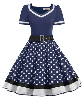 AXOE Femme Robe Vintage Année 50 Pin up Rockabilly