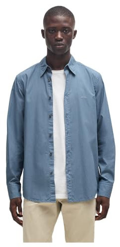 BOSS Herren Relegant 6 Regular-Fit Hemd aus Baumwoll-Popeline mit gesticktem Logo Hellblau XXL