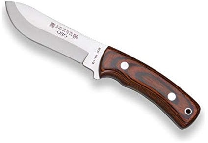 joker Coltello Bushcraft cache in legno rosso e lama MOVA 12 cm, Orso, 245 gr, fodera in pelle, CR54 per la pesca, la caccia, l'escursionismo, il campeggio