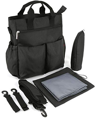 Hztyyier Sac à Langer bébé, Sac à Dos à Couches Portable avec Grande bandoulière pour cart Suspension, Porte-biberons et Accessoires universels (Noir)