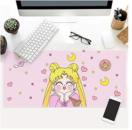 Tapis de souris très grande taille en caoutchouc naturel imperméable pour jeux et travail de bureau Sailor Moon-12