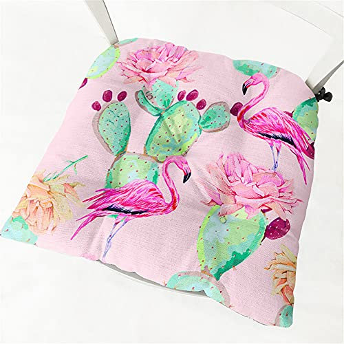 Treer Stuhlkissen mit Bändern Sitzkissen ,Tatami Kissen Stuhlauflage Sitzpolster Kissen für Stuhl Weiches Sitzkissen für Indoor Zuhause Stuhl Outdoor Garten (Flamingo,40x40cm)