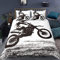 Homemissing Dirt Bike Bettwäsche und Leinen, Sport, Biker, Motocross-Rennbewegungen, cooles dekoratives Bettwäsche-Set für Teenager, Jungen, Einzelbett, Schwarz und Weiß