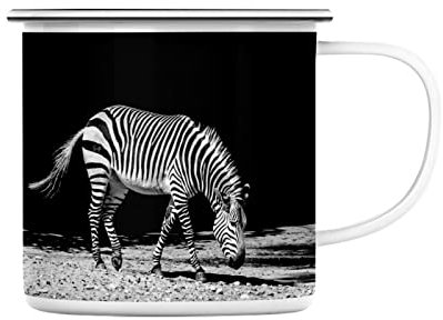 French Unicorn Mug Emaillé Metal Zèbre Photo Noir et Blanc Animaux Sauvages Nature