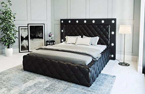 Sofa Dreams Wasserbett Alessandria komplett mit LED Beleuchtung Bett in den Größen 140x200 160x200 180x200 200x200 200x220 (180 x 200 cm, Schwarz)