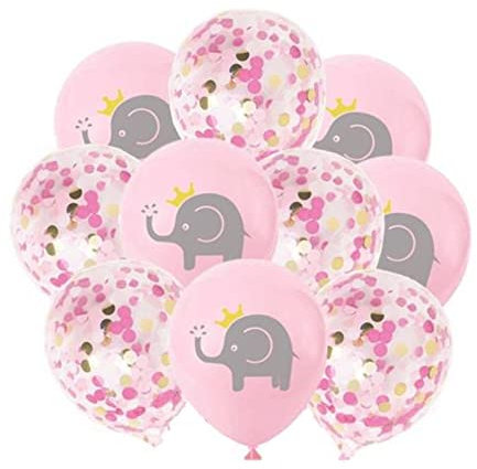 DIWULI süßes Elefant Luftballon Set rosa, Elefanten Tier-Ballons, Latex-Ballons Konfetti, Kinder-Geburtstag Mädchen, Motto-Party, Geburtstagsparty Dekoration, Geschenk-Deko, Tier-Party, Zoo Dschungel