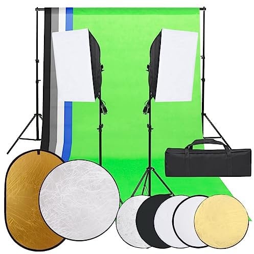 vidaXL Fotostudio-Set mit Beleuchtung, Hintergrund und Reflektor