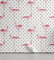 ABAKUHAUS Retro abziehbare & klebbare Tapete für Zuhause, Flamingo Vögel Tupfen, selbstklebendes Wohnzimmer Küchenakzent, 33 cm x 250 cm, Pale Pink Weiß