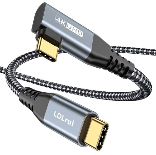 0.9M USB C Monitor Cable, 4K UHD Display, 20Gbps High Speed Data Transfer, Right Angle USB C 3.2 Gen2X2 100W Fast Charging Cord for MacBook, iPhone 16/15, Samsung S25/S24, Type C Portable Monitors