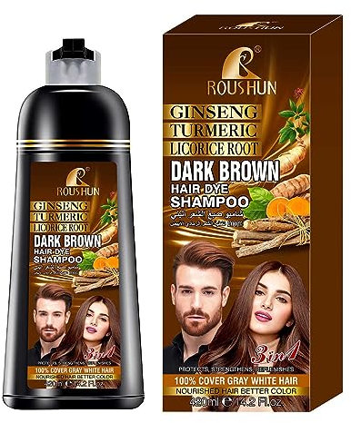 Brown Hair Color Shampoo for Gray Hair Instant Hair Dye Shampoo Hair Coloring in Minutes Natural and Long lasting colour Hair Dye Shampoo for Men and Women 14.2 Fl.Oz