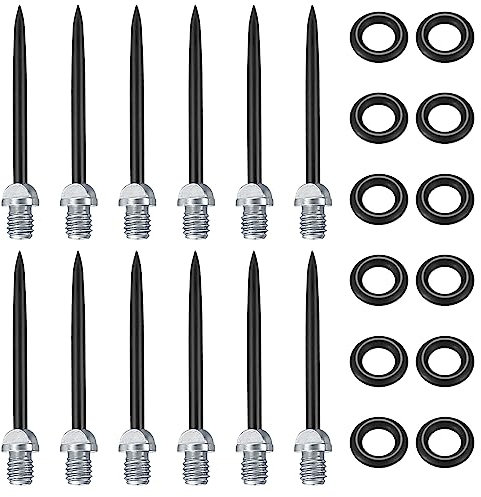 WELHAEPI 12 STK 2BA Steel Dartpfeile Spitzen, Dartspitzen Steel Stahlspitzen mit 2BA Gewinde, Metallspitzen für Dartpfeile Umrüsten Softdart, Steeldartspitzen Metall, mit 30 STK Gummiringe