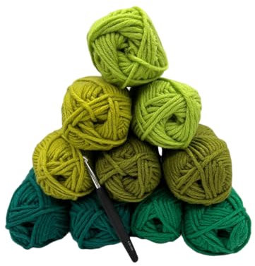 Mützengarn Häkelgarn Häkelwolle -Auswahl an Farbset- 10x50gr ohne Banderole mit Häkelnadel 6,0mm- Wolle zum Stricken und Häkeln besttens geeignet (set 8 mb1)