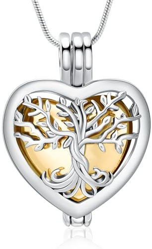 VCCWYQK Herz Urne Halsketten für Asche für Frauen Einäscherung Schmuck Blume Memorial Mini Keepsake Asche Hollow Anhänger (G)