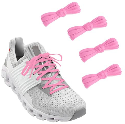 NDTEZUGT 2 Paare Schuhbänder für 5 Gym Schuhe, 6mm Dünne Schnürsenkel, Flache Shoe Laces Ersatz für Sportschuhe (Pink, 39/100cm)