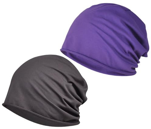 scicent Hats for Women 2 Pieces Mens Beanie Hat Turban Cap Headscarf Beanie Sleep Hat Headwrap Hair Loss Cap Bandana Headwear for Ladies - 24411