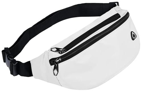 Bauchtasche für Herren und Damen, wasserdichte Sport-Hüfttasche, Gürteltasche für Reisen, Wandern, Laufen, 1pack weiß, Large