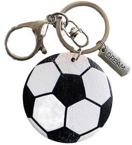 Schlüsselanhänger 3 Stück Holz Schlüsselanhänger Ball Sport Fußball Fußball Baseball Basketball Anhänger Schwarz & Weiß 1