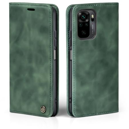 LBH Handyhülle für Xiaomi Redmi Note 8 Pro in Grün mit Karten- und Geldfach Smartphone Hülle mit Standfunktion Flip Case Schutzhülle Magnetverschluss Vintage