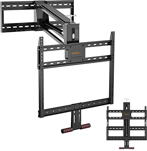 X-FIXTURE Fireplace Pull Down TV Mount Over Fireplace with Height Adjust for Most 43 - 80 TVs, Max VESA 600x400mm, up to 80lbs, Above Fireplaces TV Mount