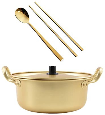OQHAIR 1 Juego De Sartén Seca Wok Suave Calentador Cocina Pulgadas/Tapa Y Espinilla Estilo Tradicional Fideos Cuchara Dorada Utensilios De Cocina Shabu Comida Fideos Xxcm Esmalte Ramyun C