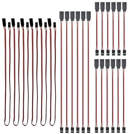 HUAZIZ 24 Stück RC Servo Extension Cable, 4 Größen 10CM/15CM/30CM/50CM Stecker zu Buchse 3-poliges Servo-Verlängerungskabel für Futaba JR Servo Extension Anschluss