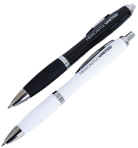 Newcastle United FC 2pk Click Pens, Retractable Ballpoint, Black/White, 14cm