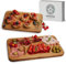 WDOMA Frühstücksbrettchen holz aus Eiche 2er Set - Servierbrett Holz - Snackteller mit Fächern - Vesperbrett Holz - Holzplatte Servierplatte Frühstück Abendbrot - Servierteller Jausenbrett