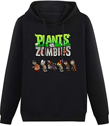 MIAOCHEN Geek Plants Vs. Zombies Cotton Pullover Long Sleeve Hoody Sweatshirts Black S