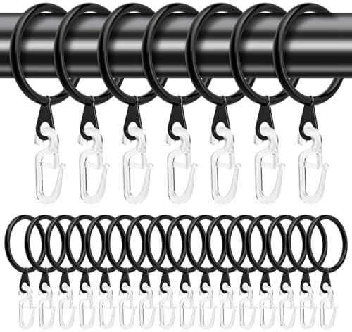 50 Stück Gardinen Ringe, Metall Vorhangringe Vorhang Hängend Ringe mit 50 Stück Kunststoff Gardinenhaken Fenster Tür Duschvorhänge Gardinenstangen, 30 mm Innendurchmesser