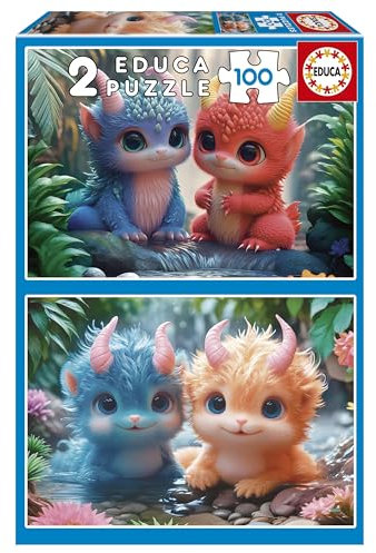 Educa - Set mit 2 Kinderpuzzles mit 100 Teilen. Entzückende Monster. Maße: 40 x 28 cm. Empfohlen ab 6 Jahren (20224)