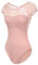 Lanbodance Kurzärmeliger Ballettanzug für Erwachsene, Tanz, Gymnastik, Body, Rosa Spitze, M