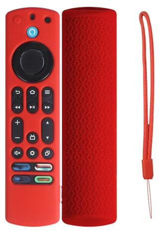 Custodia protettiva in silicone per telecomando Fire TV 4K Stick Max, custodia di ricambio con cordino per Fire TV 4K Stick Max (rosso)