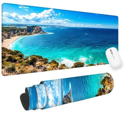 Blue Mouse Mat Ocean Gaming Mouse Pad 600x300x3mm Large Mouse Pad, Gaming Keyboard Mousepad, Extended Mousemat, Waterproof Surface, Durable Stitched Edges, Laptop Desktop Gaming Desk Pad yv-702