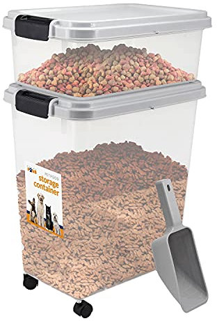 Greenfields 2-Piece Airtight Pet Food Storage Container Set with Measuring Scoop – 13L & 37.5L BPA-Free Bins with Casters | Dry Food Dispenser for Dogs, Cats & Small Animals