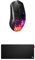 SteelSeries Aerox 3 Wireless Onyx - RGB Gaming-Mouse - Federleichtes wasserabweisendes Design - Optischer TrueMove Air-Sensor 18K DPI QcK XL Performance Speed Gaming-Mauspad 900x400mm
