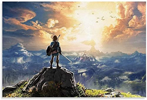MINGYANMAO Leinwandbild 50 * 70cm Gioco The Legend of Zelda Respiro della tela selvaggia Arte della parete Soggiorno Poster Camera da letto Decorazione Pittura Senza Cornice