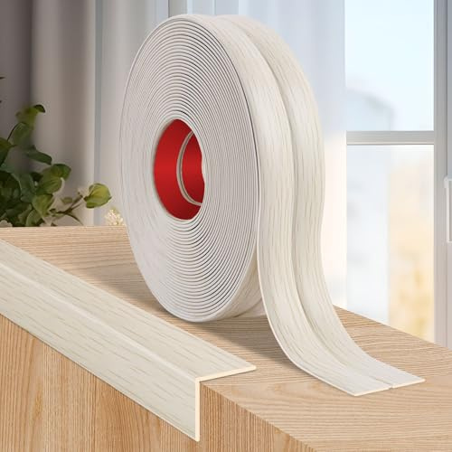Moulure murale adhesive plinthe souple moulure decorative corniere PVC baguette de finition protection angle mural (4cm×12m, Grain de bois beige)