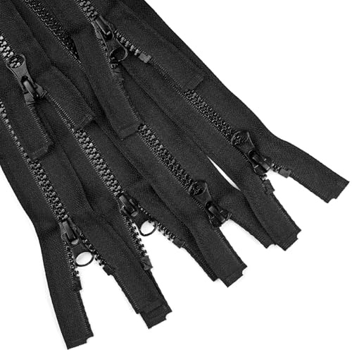 JAXICREY 6 Stück Reißverschluss Teilbar 70cm, #5 Reisverschluss Reissverschluss Reißverschlüsse Teilbar Kaufen Reisverschlüse Nähreißverschlüsse Schwarz für Jacken Mantel Daunenjacke Sweatshirt