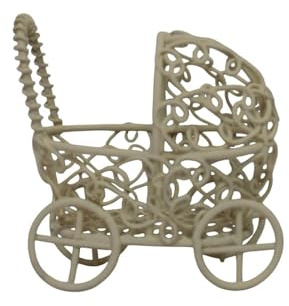 ZICOM Minigarten Miniatur Kinderwagen mini weiß Höhe 6,8cm Metall, Puppenhaus Modellbau Sandgarten