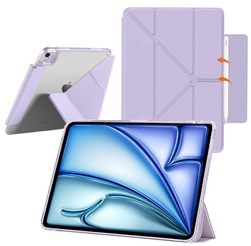 YealRed Funda para iPad Air 11 Pulgadas M4/M3/M2 (2026-2024) (Púrpura) | Soporte Delgado para iPad Air 10,9 pulgadas (2022/2020), Trasero Transparente, Funda Protectora Magnética Antigolpes