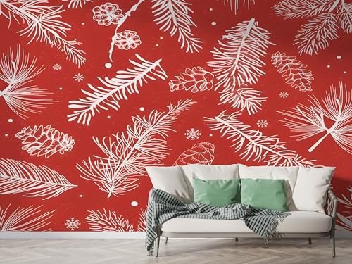 Weihnachten Schneeflocke Schnee Tapete, Aquarellmalerei Fototapete, Festival Wandpapier, Vliestapete Selbstklebende Wand Deko, Motivtapeten Schlafzimmer Wohnzimmer, 100x70 cm - K-675