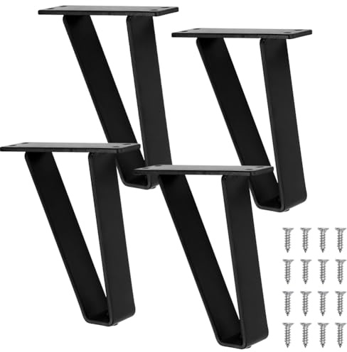 CEWROM Lot de 4 pieds de table en métal de 17 cm - Pieds de meuble avec protection de sol - Pieds d'armoire pour table à manger, bureau, table basse, commode