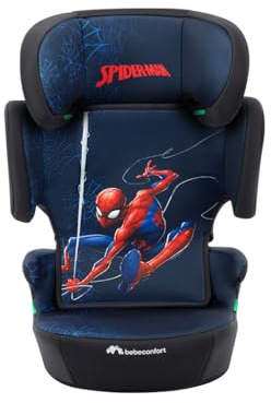 Bebeconfort Marvel Hera i-Safe, Kindersitzerhöhung mit Rückenlehne, 3,5–12 Jahre (100–150 cm), Marvel Legends Spiderman Folgekindersitz, Klappbar und Leicht, Gurtinstallation, Fun Spiderman
